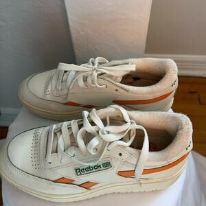 Reebok W Sz 7 Club C Sun Baked Sneakers Chalk/Burnt Orange Retro Sporty Preppy